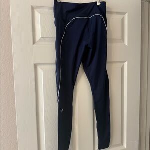 Fabletics Midnight Blue Leggings with White Trim